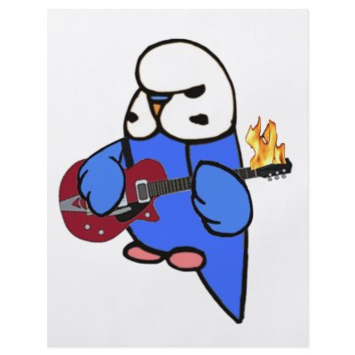Budgie Rocks-Red Guitar Flyers by nature_art