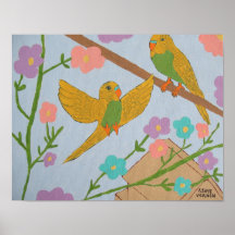 Budgies (Fly Free) -14x11 Poster