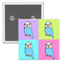 Budgies Pop Art Pinback Button