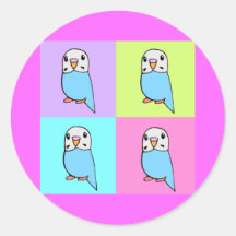 Budgies Pop Art Round Sticker
