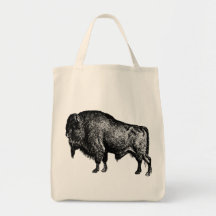 Buffalo American Bison Vintage Wood Engraving Canvas Bags