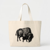 Buffalo American Bison Vintage Wood Engraving Bags