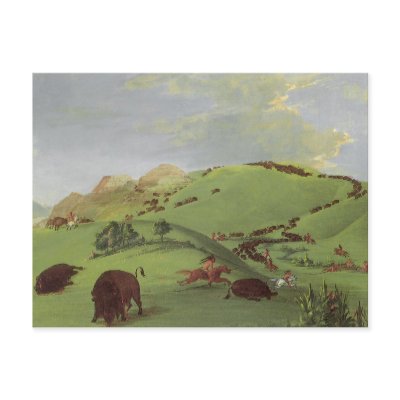 Buffalo Chase, Mouth of the Yellowstone by Catlin Post Card by MasterpieceCafe