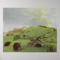 Buffalo Chase, Mouth of the Yellowstone by Catlin Print