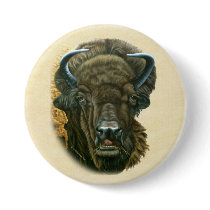 Buffalo Eating Pinback Buttons