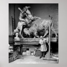 Buffalo Hunt Sculpture, early 1900s Print