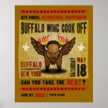 Buffalo, NY - autoallumage chaud d'aile de Buffalo Affiche