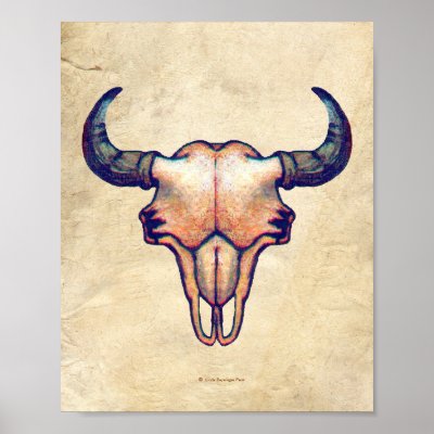 Buffalo Skull Faux Leather lighter print by Linda_MN