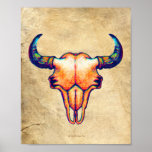 Buffalo Skull on Faux Leather Posters