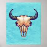 Buffalo Skull on Turquoise Print