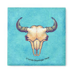 Buffalo Skull Turquoise Fridge Magnet