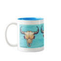 Buffalo Skull Turquoise mugs