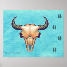 Buffalo Skull Turquoise print
