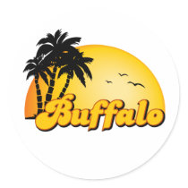Buffalo Sun Round Stickers