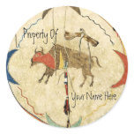 Buffalo Warrior Shield Book Plate Round Sticker