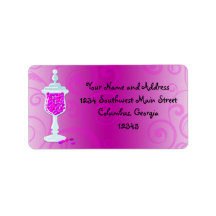 Buffet fuchsia de sucrerie de roses indien étiquettes d’adresse