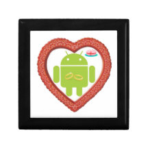 Bug Droid Heart (Love) Two Gold Rings Pink Cake Gift Boxes