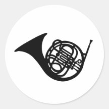 Bugle french horn round stickers