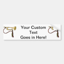 Bugle Horn With Cord Graphic Image Trumpet Design Bumper Sticker