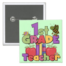 Bugs and Apples 1st Grade Tshirts and Gifts Pinback Button