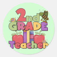 Bugs and Apples 2nd Grade Tshirts and gifts Round Stickers