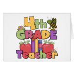Bugs and Apples 4th Grade Teacher Greeting Cards