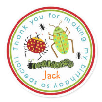 Bugs Insects Ladybugs Ants Birthday Favour Sticker