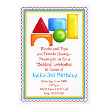 Building Blocks Toy Invitations