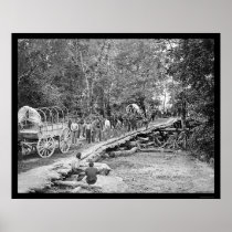 Building of the Grapevine Bridge 1862 Poster