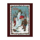 "Building the Snowman" Vintage Post Cards