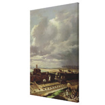Building Work on a Railway Line, 1871 Stretched Canvas Print