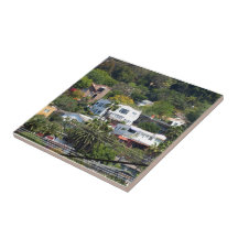 Buildings On The Mountain Ceramic Tile