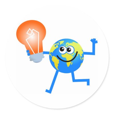 Bulb Globe Round Stickers by prawny