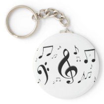 Bulging Music Notes Keychain