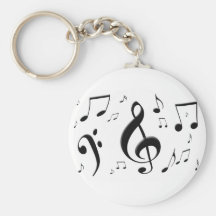 Bulging Music Notes Keychain