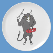 Bull cartoon plates