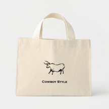 Bull Cowboy Style Black Tote Bags