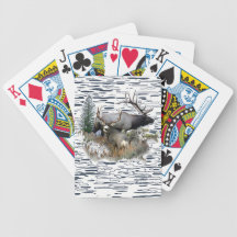 Bull elk and buck deer playing cards