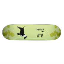 Bull Terrier ~ Green Leaves Design Skate Board Deck