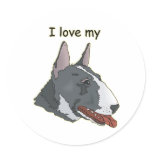 Bull Terrier Head,I Love My Sticker