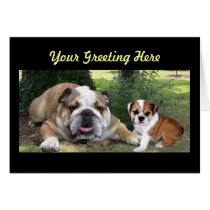 Bulldog Adult and Puppy Greeting Card cards