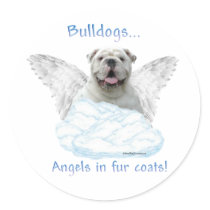 Bulldog Angel in fur coat sticker