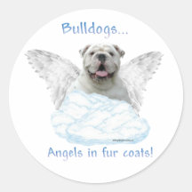 Bulldog Angel in fur coat sticker