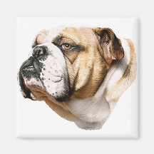 Bulldog Bust Refrigerator Magnet