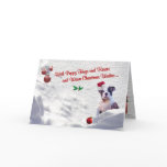 Bulldog Christmas Snow Scene Wishes Greeting Card