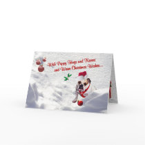 Bulldog Christmas Snow Scene Wishes Greeting Card