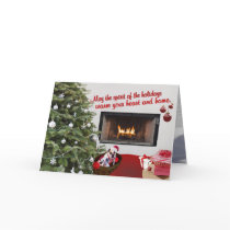 Bulldog Christmas Warm Wishes Greeting Card