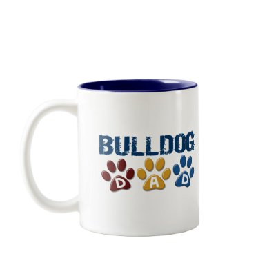 BULLDOG DAD Paw Print 1 Coffee Mugs by poochloverstuff