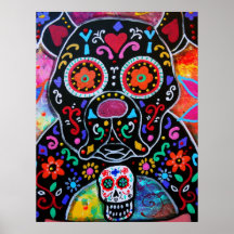Bulldog Dia de los Muertos Dog Lover Print