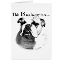 Bulldog Happy Face Greeting Cards